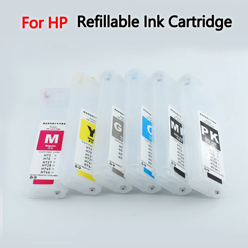 HP72 Bulk Ciss Refillable Ink Cartridge With Permanent Chip 280ML For HP Designjet T790 T795 T1100 T1300 T2300 T1120 Printers