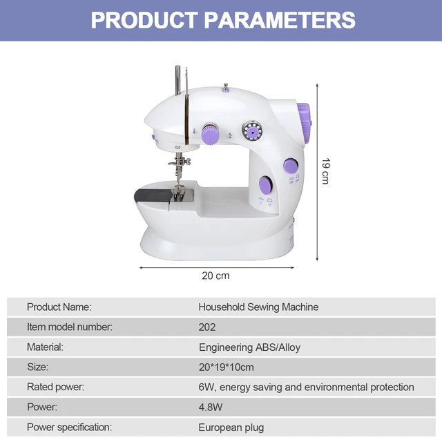 202A Household Mini Electric Sewing Machine Double Thread 2-speed Sewing Machine with Pedal Simple sewing function US
