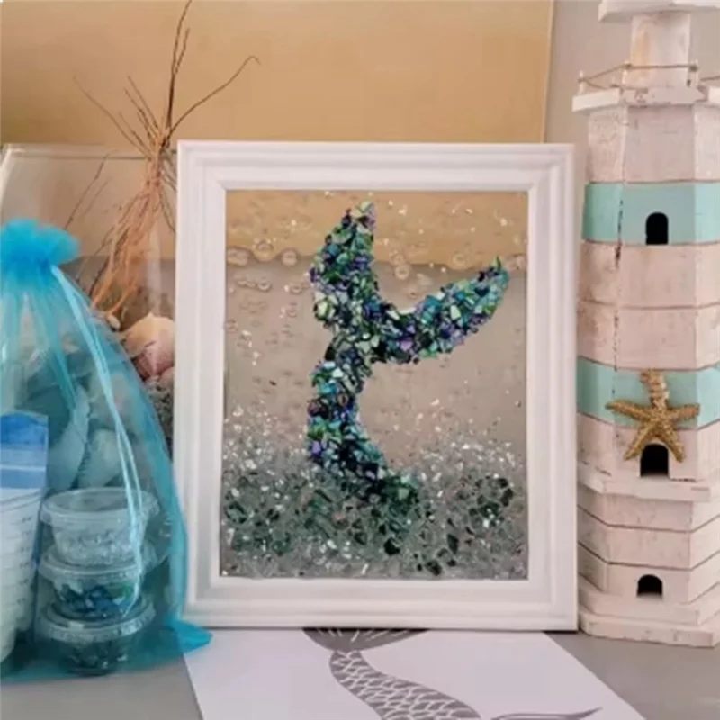 9월 바다 테마 시글라스 아트 키트 성인용 사진 액자 간편 조작 DIY 모자이크 예술 및 공예 키트 수제
