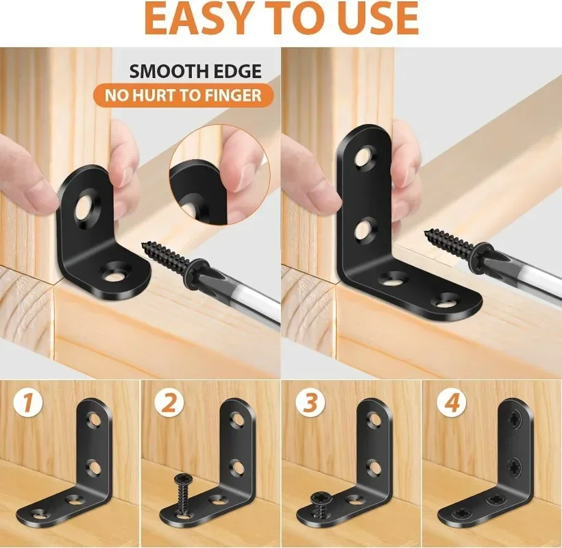 10/20PCS Stainless Steel Right Angle Corners Brace L-Shaped Corner Code Bracket Thicken Fixing Connector For Board Shelf Support