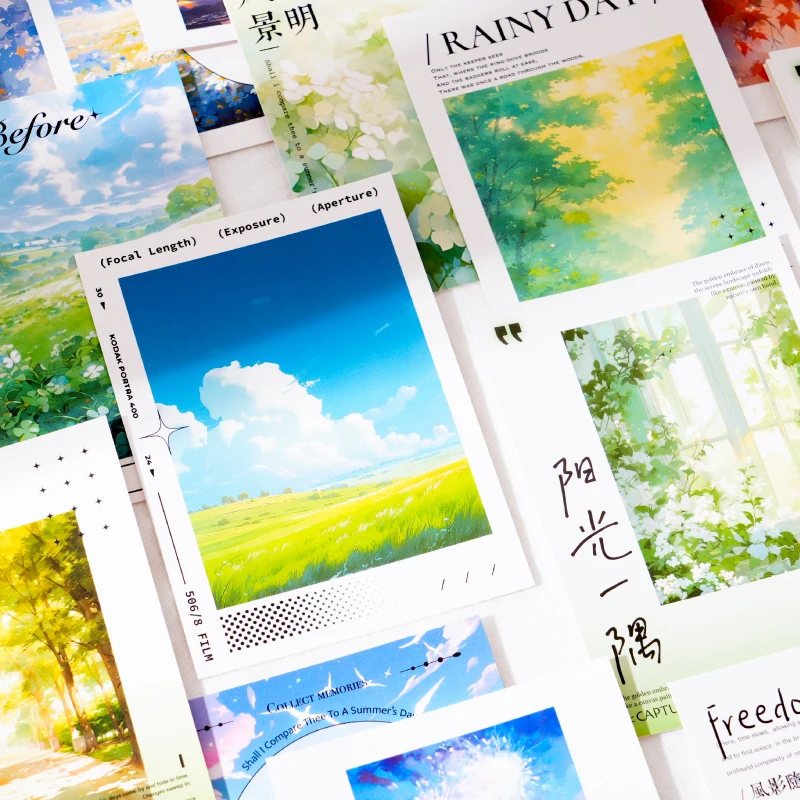 Journal GO 30pcs Aesthetic Decorative Collage Card for Journal Scrapbooking Wall Ins BeautifulScenery Artistic Background Paper 3