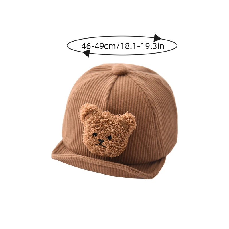 New Corduroy Baby Cap Cartoon Bear Baby Hat for Boys Girls Kids Baseball Cap Children Toddler Hats Bonnet Infant Accessories 6