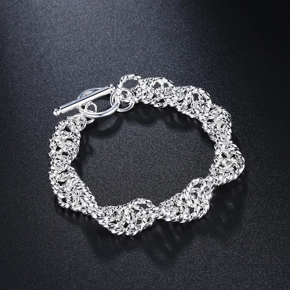 

Beautiful Cute 925 Sterling Silver Chain Bracelet Lady Elegant Wedding Women Men Rope Circle Fashion Jewelry Wholesale