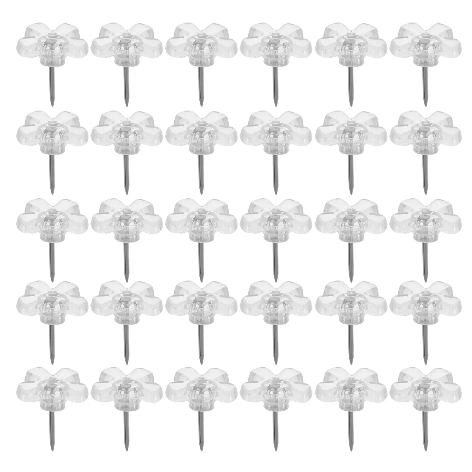 200Pcs 꽃무늬 압정핀, 투명 플랫 푸시핀, 게시판, 코르크보드, 벽, 사진, 지도, 사무실 책상 액세서리, 튼튼한 제품