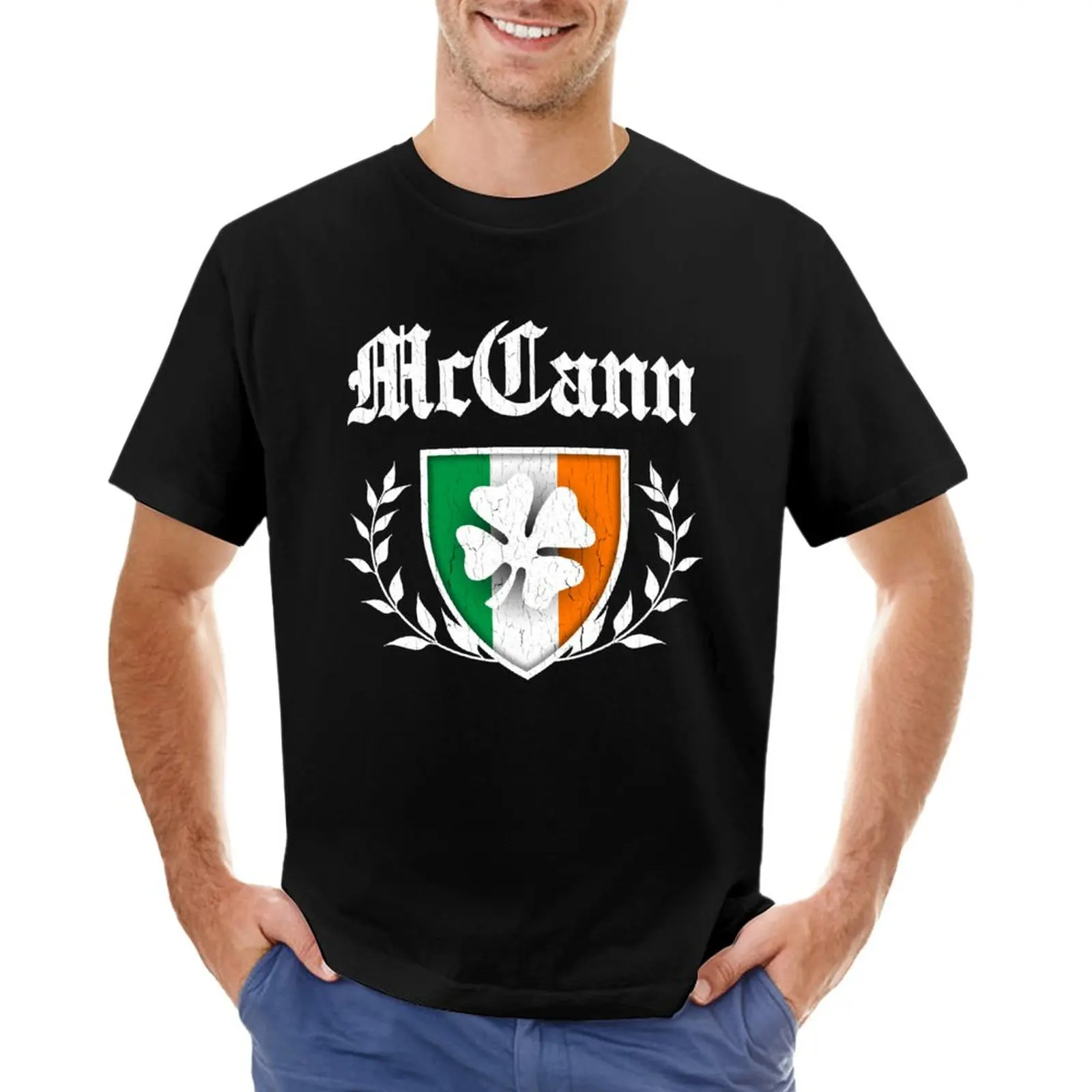 

McCann Family Shamrock Crest (vintage distressed) T-Shirt blanks for a boy hippie clothes t shirt men