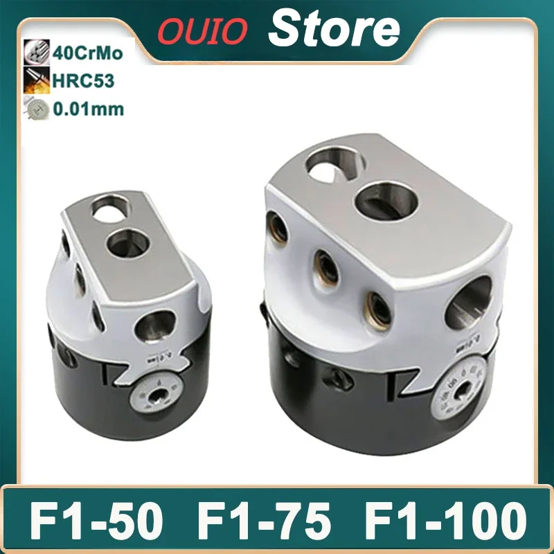 

OUIO F1 Boring Head Lathe 2/3/4 Inch 50/75/100mm Boring Bar Milling Tool Holder for Lathe F1 Boring Head Connection for Rough