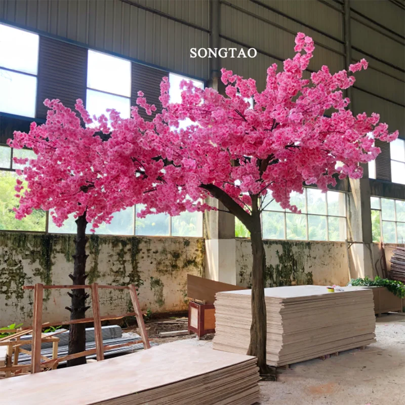 사용자 정의. 인공 나무 체리 및 곡선 인공 벚꽃 나무, 하얀 벚꽃 나무