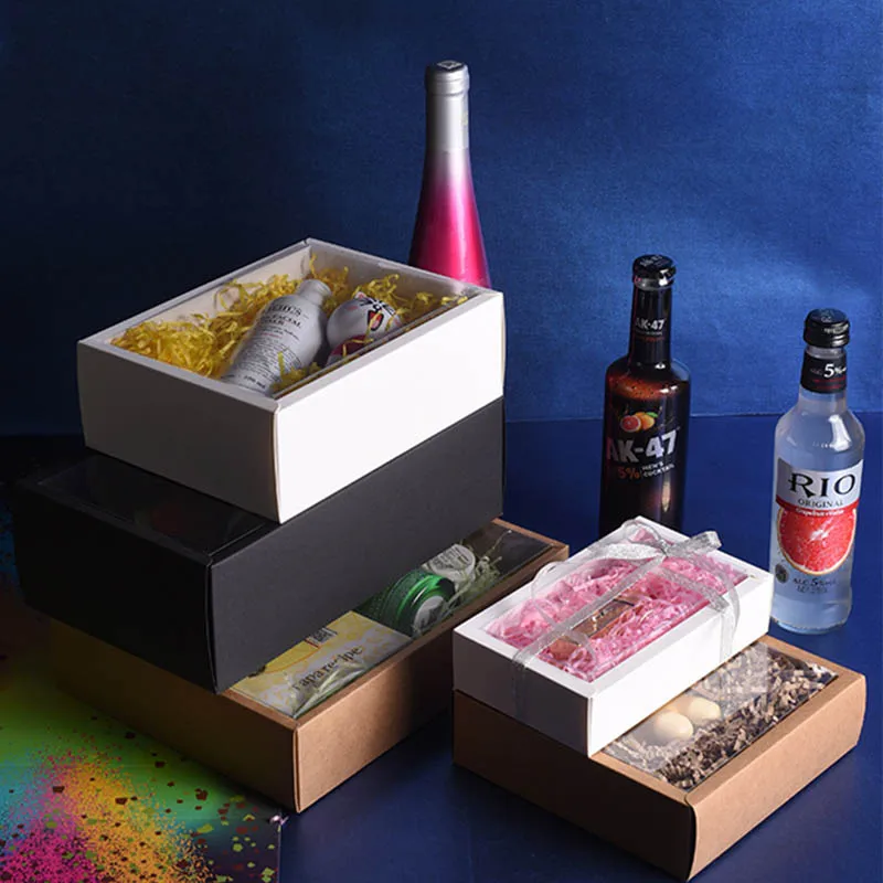 10Pcs Transparent Kraft Paper Gift Boxes with Clear Window, Multi-Size DIY Packaging fo... - SKU TPGB1014 - UGI Packaging