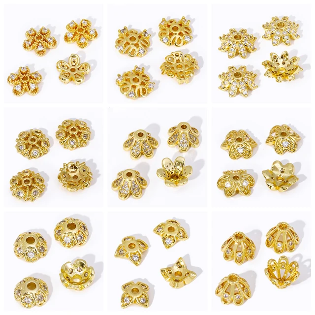 18K Gold Plated Leaf Bead Caps 6
