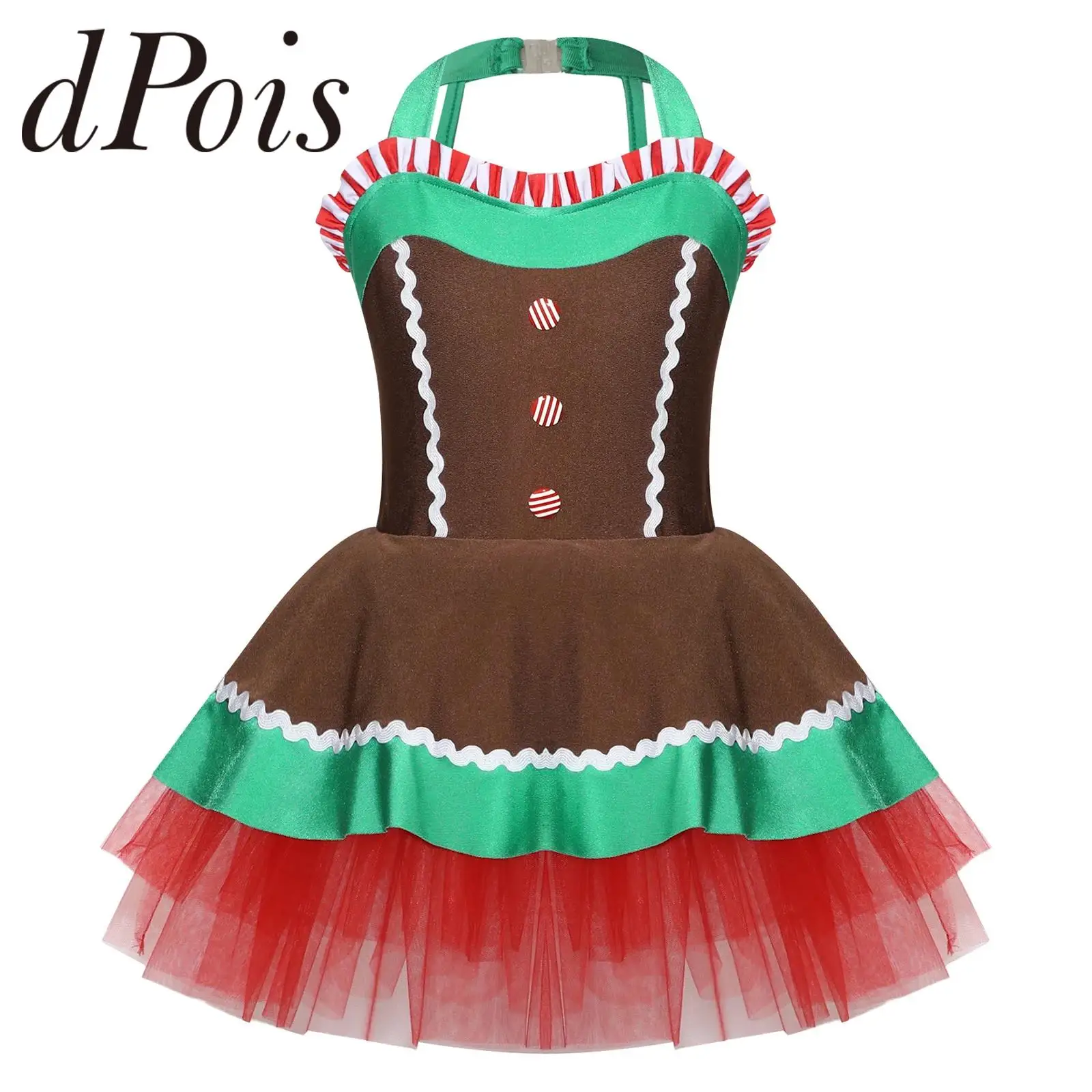 

Kids Girls Christmas Dress Cosplay Costume Sleeveless Open Back Ballet Tutu Dress Teens Roleplay Party Performance Clothes