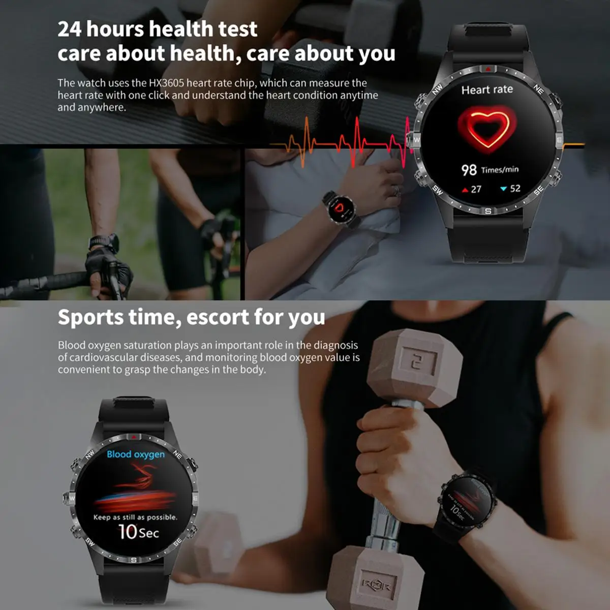 HAMTOD T45 1.6 inch Waterproof Smart Watch Support Bluetooth Call / Heart Rate / Blood Oxygen Monitoring / NFC Watch