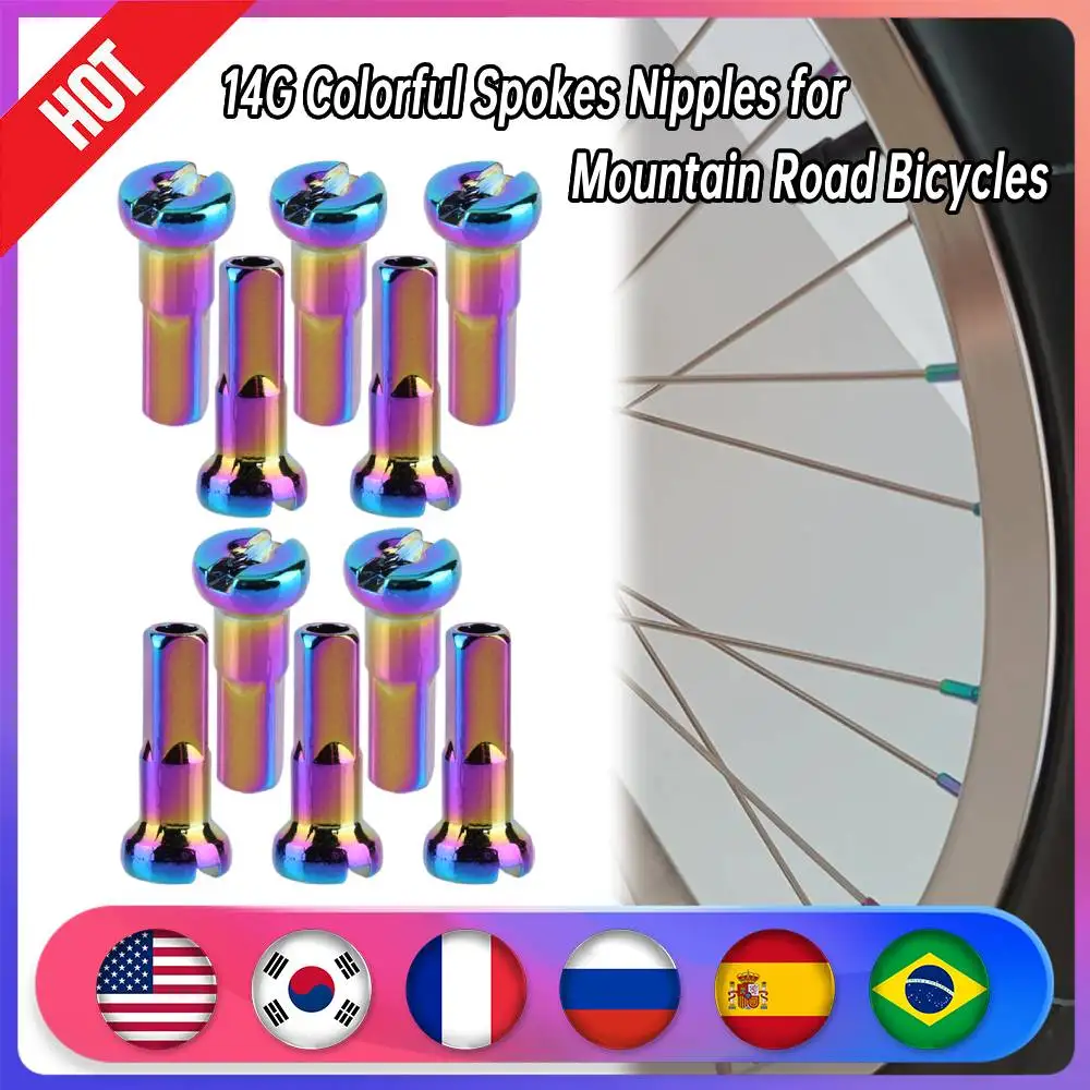 2-10Pcs Colorful Bike Spokes Nipples Aluminum Alloy 14G Spoke Caps Bicycle Spoke Nipples End Tips for Cycling Parts Accessories