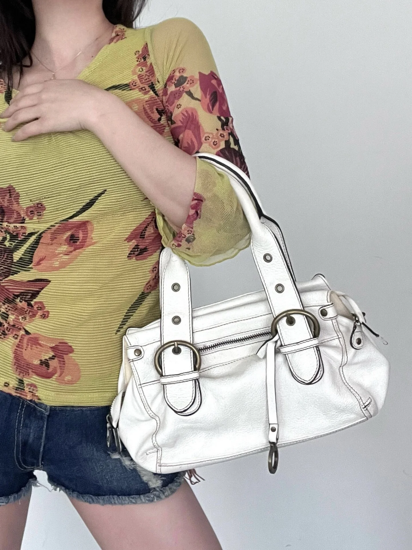 Retro Tote Bag Motorcycle Bag Soft PU Leather Large Capacity Shoulder Bags Women Y2K Punk Zipper Pocket Fashion Crossbody Bag