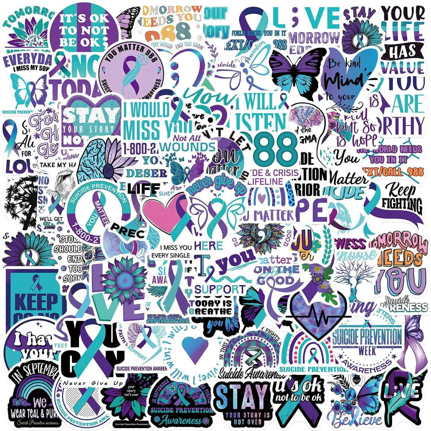 

100Pcs Conscious Stickers Applique Waterproof Ornament Graffiti Motorcycle Refrigerator Skateboard Computer Decal Toy