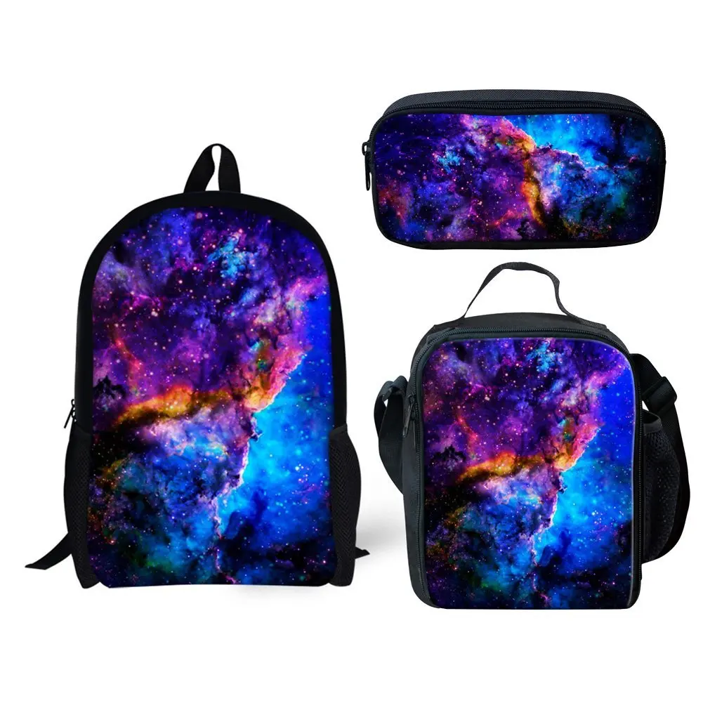 Golden Galaxy/Star Design Brand Backpack Messenger Bag Pencil Case 3pcs Student Back To School Gift Pack Large Capacity Backpack