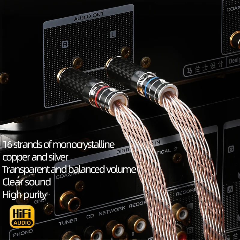 ATAUDIO 하이파이 RCA 케이블 7N OCC 혼합 단결정 은 2RCA to 2RCA 하이엔드 오디오 케이블 앰프 DAP용 남성-남성