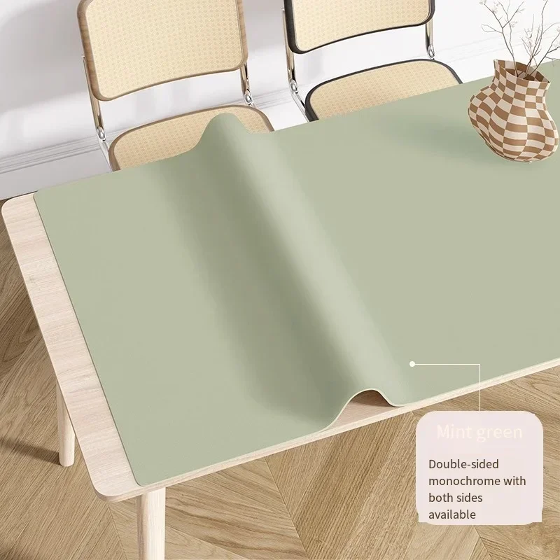 

Waterproof Oilproof Tablecloth Heat Insulation Non-Slip Solid Color Rectangular Desk Mat Double-sided PU Leather Table Cover