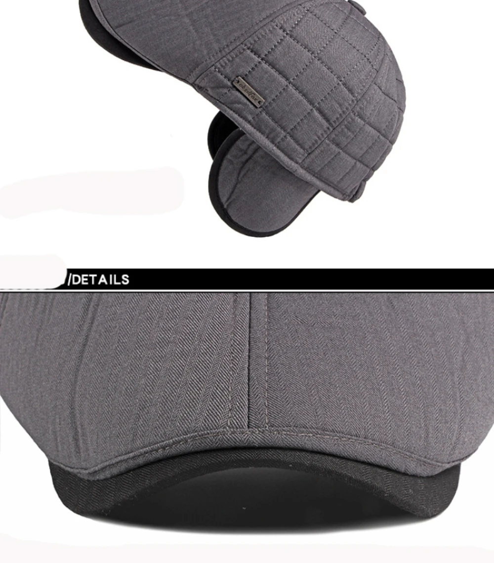 HT4605 Berets Neue Dicke Warme Herbst Winter Hut Baskenmütze Mütze für Männer Ältere Mann Earflap Cap Fleece Gefüttert Achteckige Flache Kappe Baskenmütze Hut – Detail 9