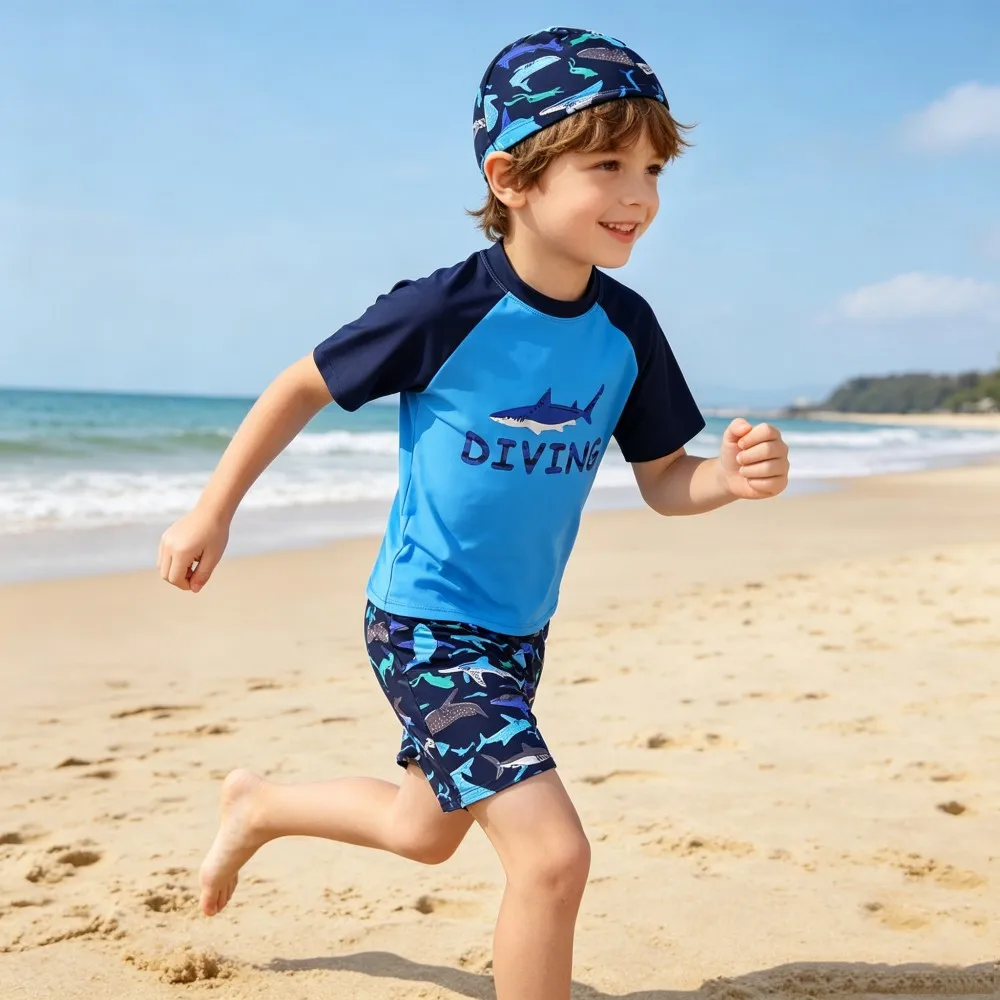 Kids Swimming Suits Children Swimsuit Boys Swimwear Set Cartoon Beachwear Surf Bathing Outfits for 4 5 6 7 8 9 10 11 12 13 Years - 5