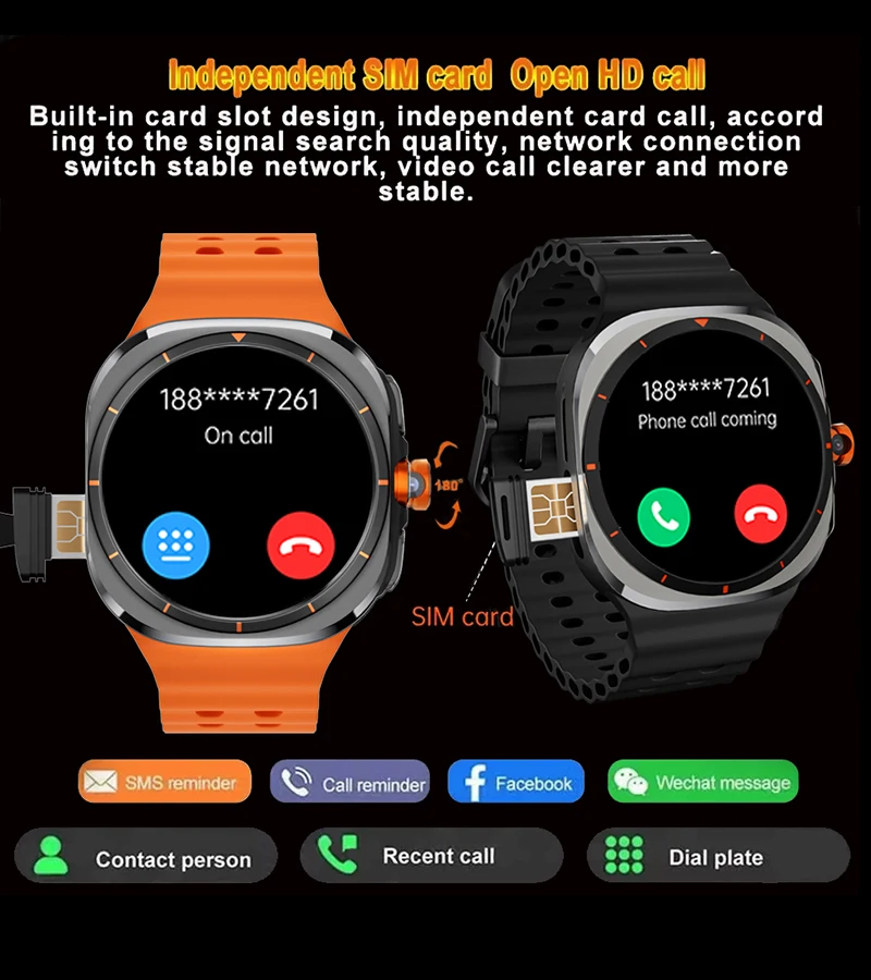 Watch Ultra Smart Watch Mens Video Call Smartwatch 4G/5G Sim