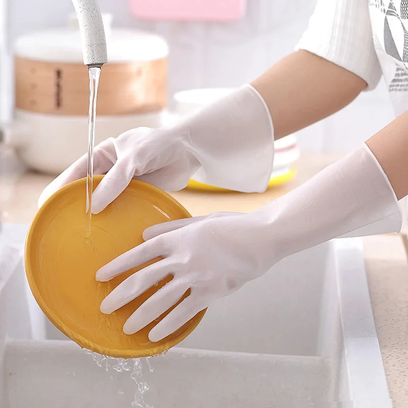 thumbnail image 1 of Guantes de látex de goma impermeables para mujer, para tareas domésticas, utensilios para lavar platos, cocina, limpieza duradera, 1 of 5