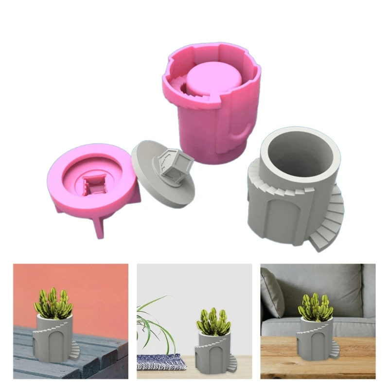 

Castle Storage Jars Silicone Molds 3D Concrete Castin Mold Candle Holder Plaster Mold DIY Flower Pots Crafts Tool