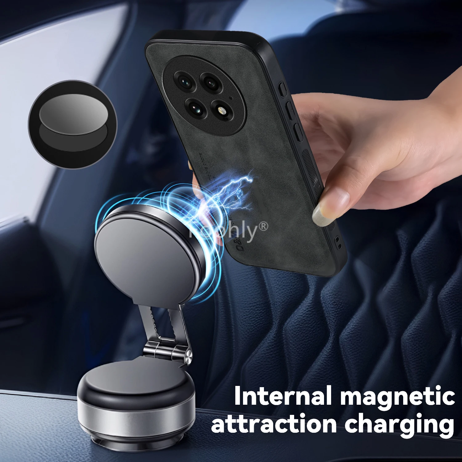 Luxury Shockproof Phone Case with Built-in Magnetic Car Holder