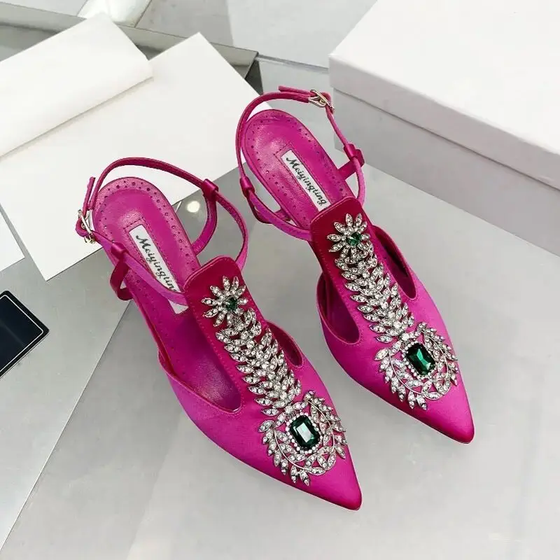 Silk-faced-gemstone-slim-high-heels-sandals-for-women-s-wedding-shoes ...