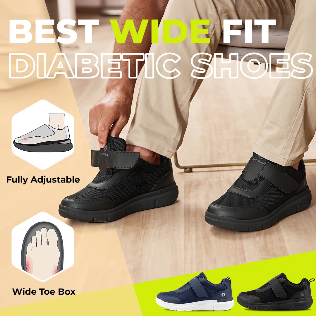 Fit ville Diabetikers chuhe bequeme, extra breite, geschwollene Fuß schuhe für die Schmerz linderung bei Diabetikern mit Fuß gewölbes tütze