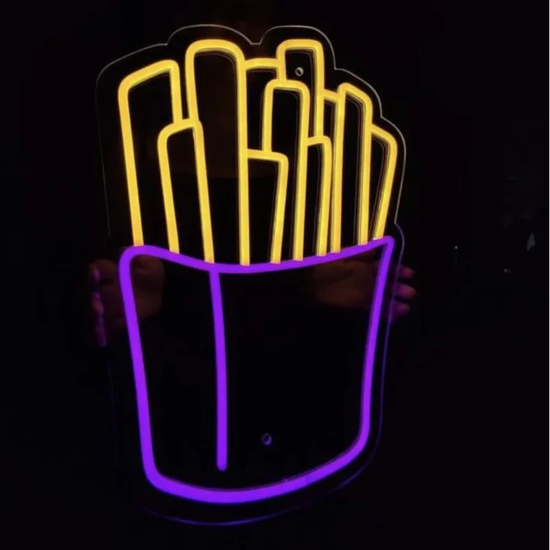 

Neon Sign Custom hamburg Pizza Chips Advertising Neon Light Shop Decor Business Neon Night 12V Led Feel Free Contact