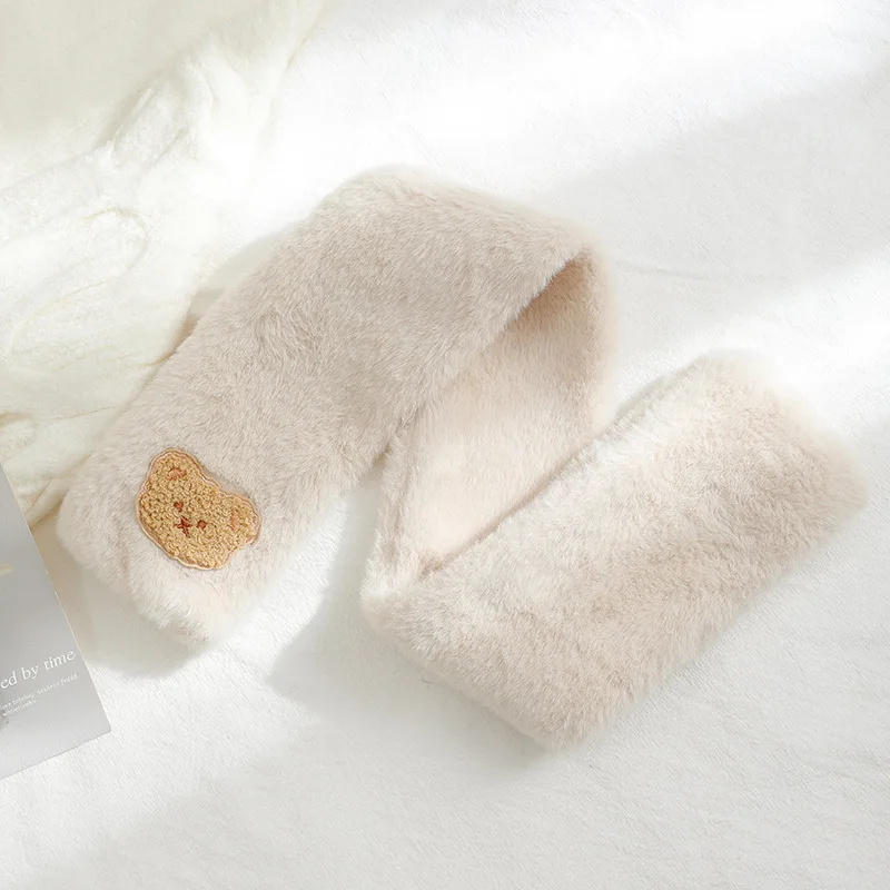 Scarf Kids Winter Plush Cartoon Bear Thick Imitation Rabbit Fur Warm Boy Girl Neckerchief Outdoor Windproof Neck Covers