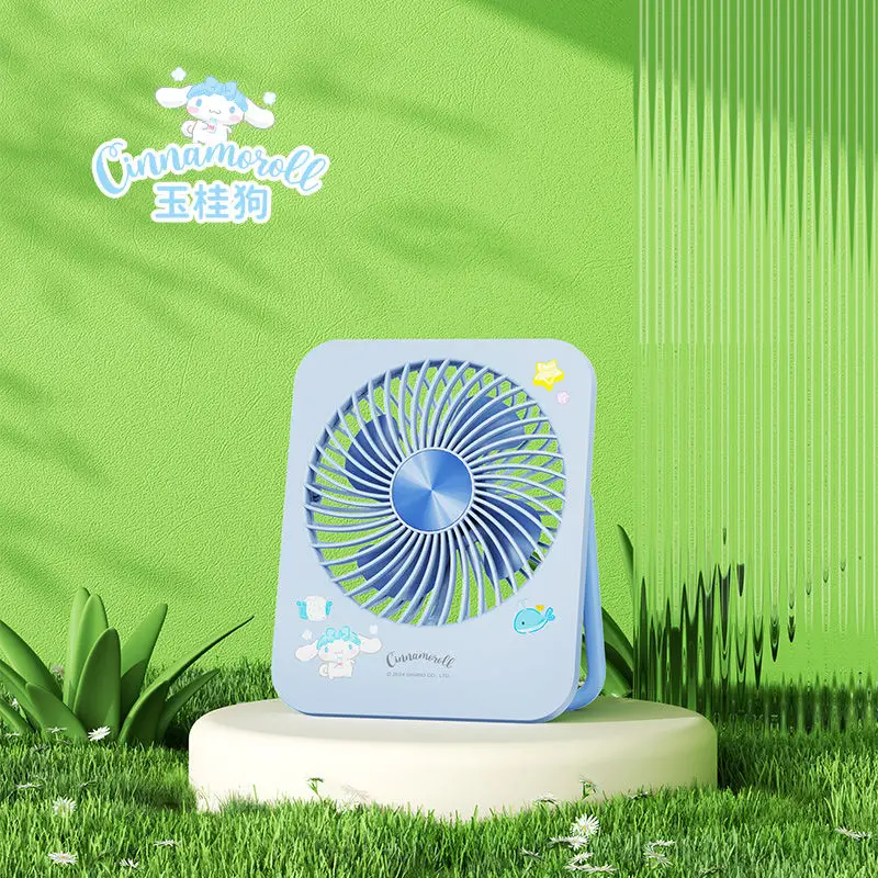 Sanrio New Student Desktop Cartoon Square Rechargeable Kuromi Fan Summer Cool Cute Silent Wind Gift Portable Small Plugable Fan
