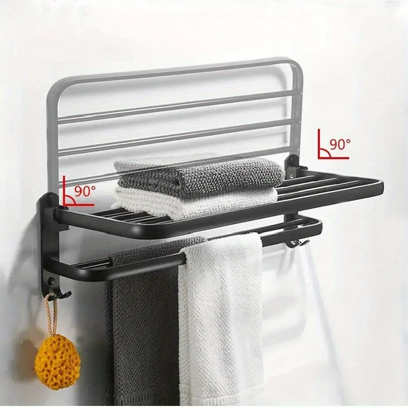 1Pc punch-free bathroom wall-mounted storage rack wall-mounted towel bar toilet bath towel rack towel ring clothes rack 4