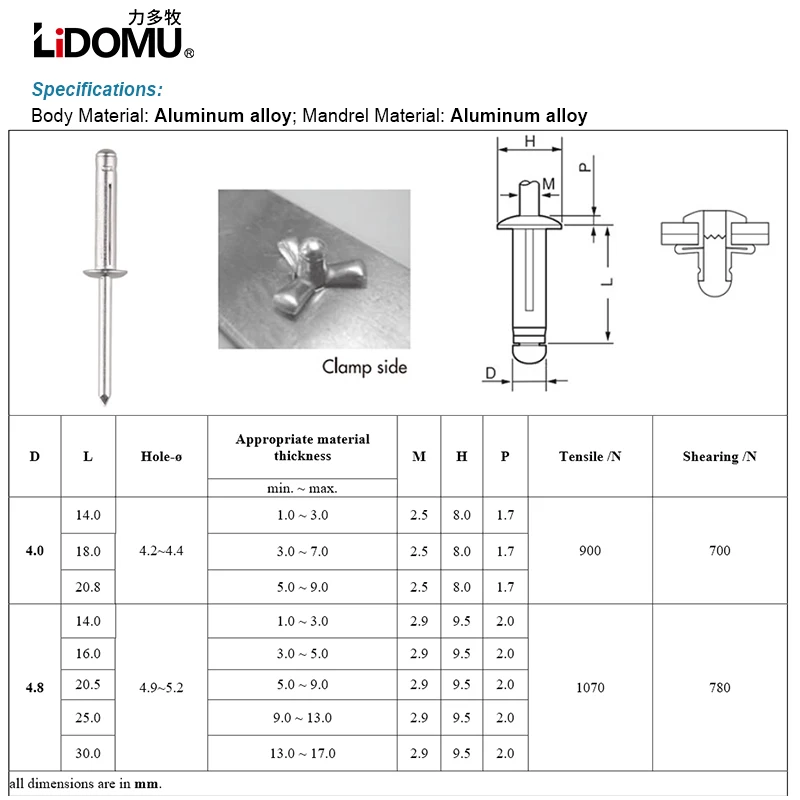 Rivets and fasteners rivets and screws 30/50pcs. folding blind rivet aluminium alloy rivet fold type 4.0mm 4.8mm for soft or plastic material
