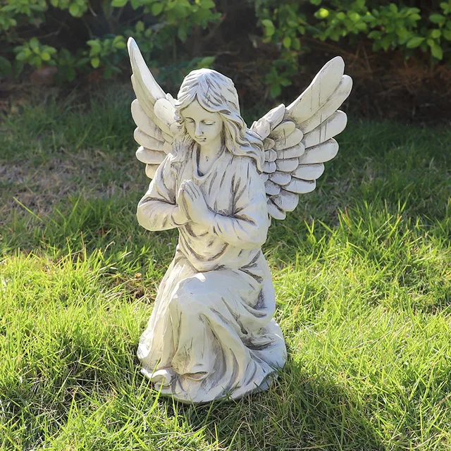 New Creative Angels Statues Religious Kneeling Angel Resin Figurine Crafts Gift Garden Decoration Ornaments 5