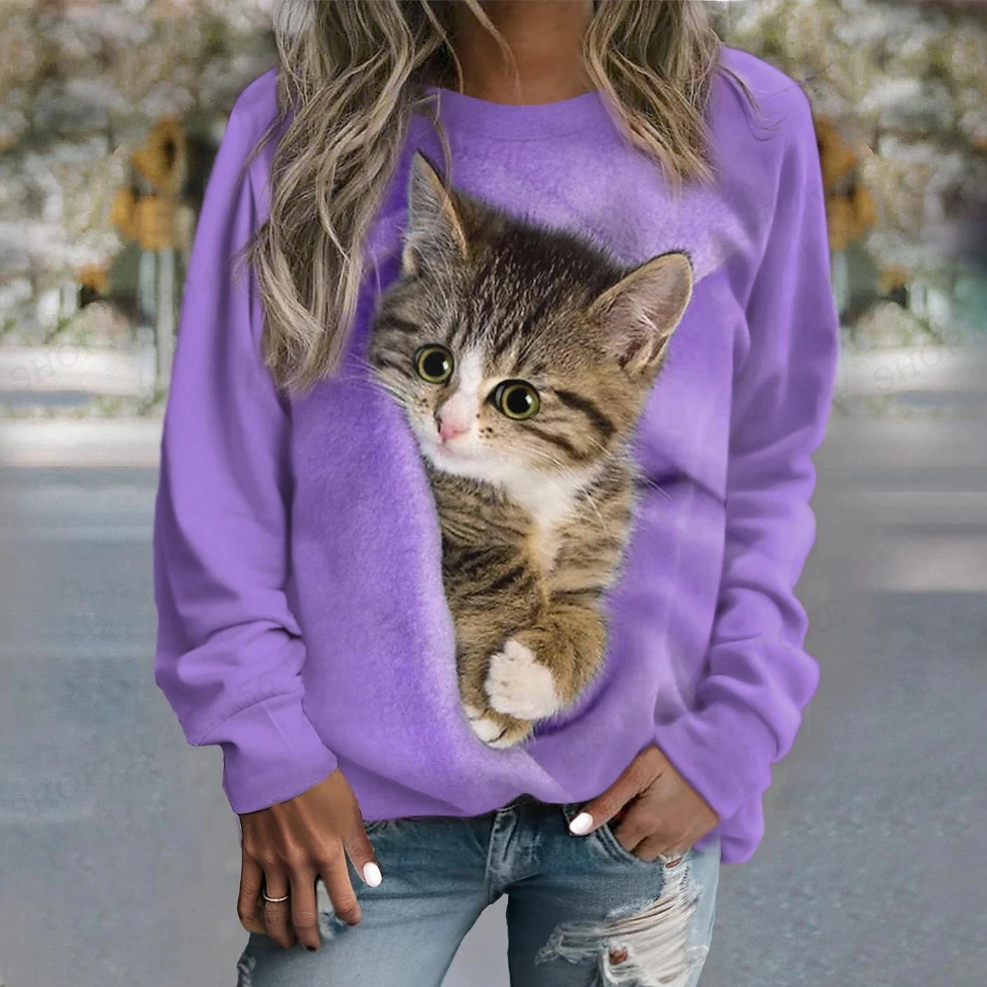 thumbnail image 1 of Sudadera con capucha con estampado de gato para mujer, sudaderas con capucha de animales, abrigos Harajuku, jerséis, ropa Kawaii y2k, Otoño e Invierno, 1 of 5