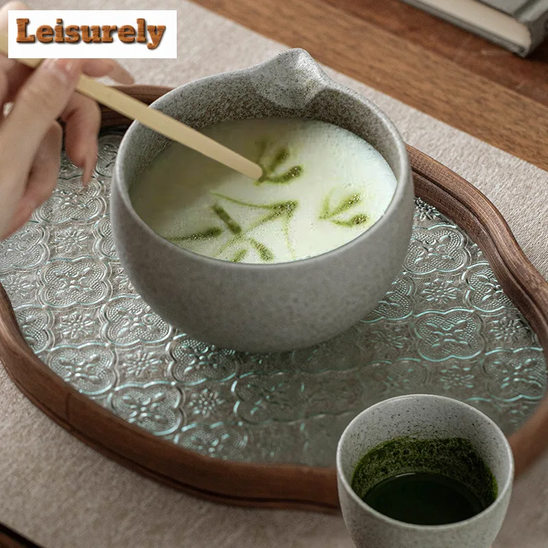 Kiln Fambe Coarse Pottery Matcha Bowl Whisks Standing Bowls Tea Ceremony Accessories Equipment Tea Set Craft Supplies Ornaments
