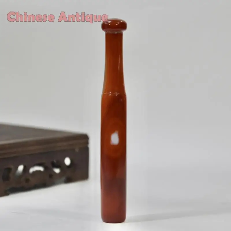 

Античный Железный металлический фильтр Hongshan Culture, держатель сигарет, статуя из агата и искусственная резьба по камню, подарок