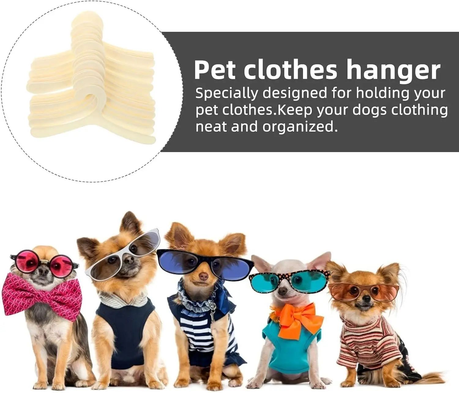 10-40 Pack Plastic Mini Pet Hangers Dog Clothing Hanging Racks Doll Outfit Hanger Puppy Accessories Coat Costume Hangers 2