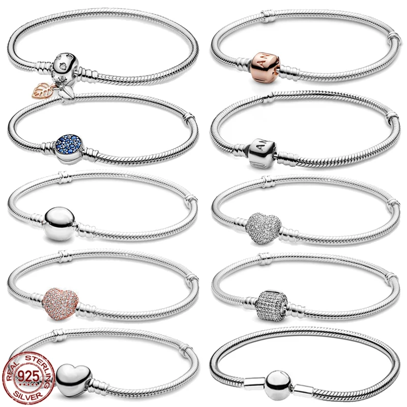 

Classic Series Bracelet 925 Sterling Silver Heart Bucket Buckle Bracelet Fit Designing Original Charm Beaded Diy Pandora Jewelry