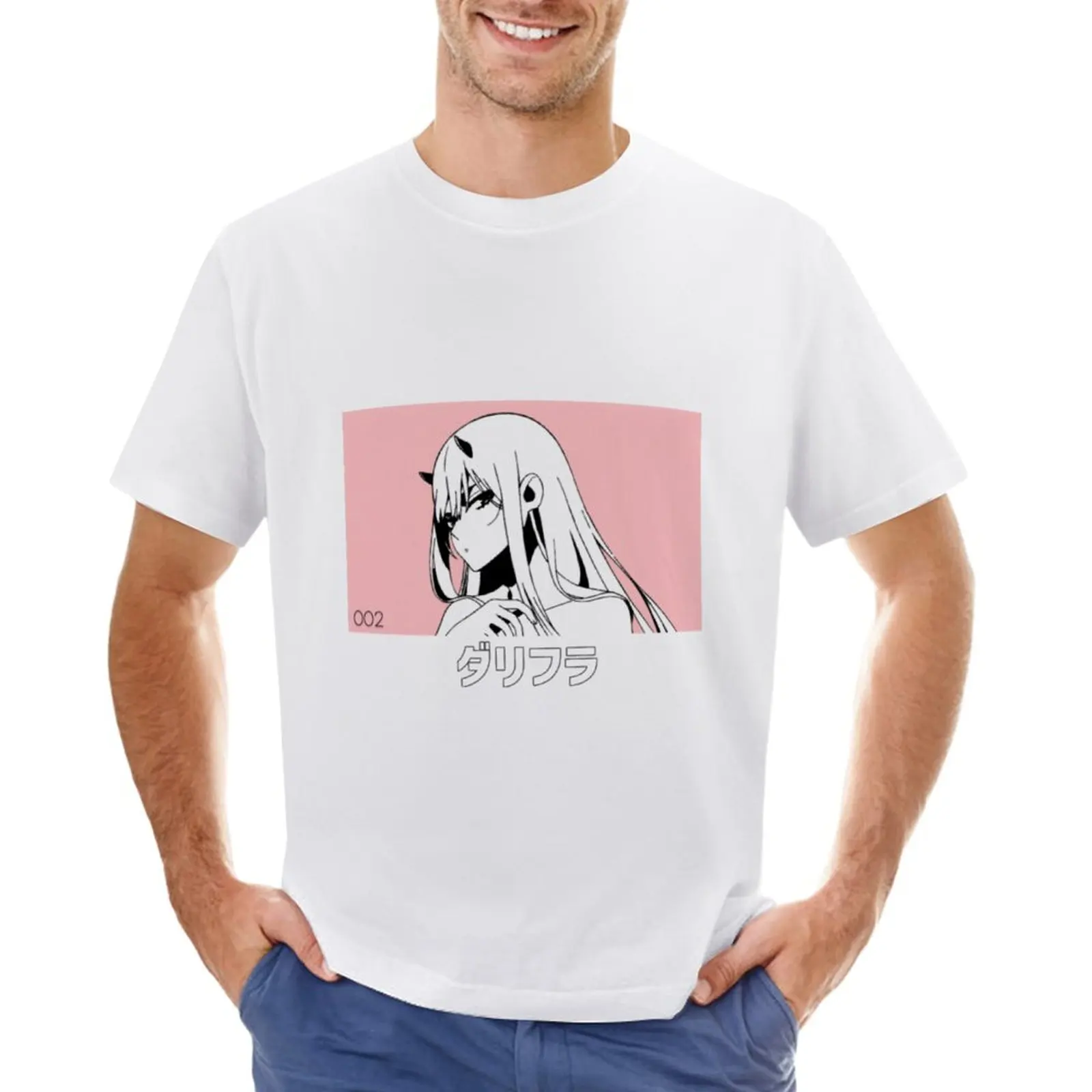 

Футболка Zero Two 002, корейская мода, большие размеры, летние топы, мужские футболки, упаковка