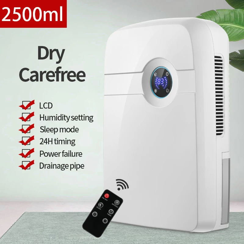 2022 Newest Home Dehumidifier With 2500ML Water Tank Home Mute Moisture Absorbers Air Dryer For Kitchen Bedroom Office
