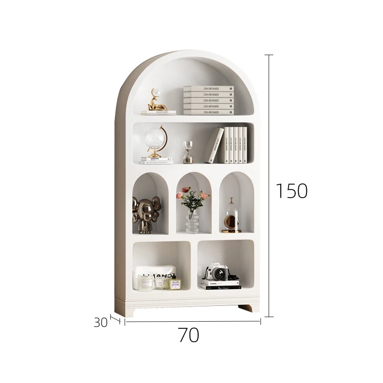 Modern Living Room Furniture 4 Tiered White Arched Design Storage Book Shelf Wooden Cabinets for Kids