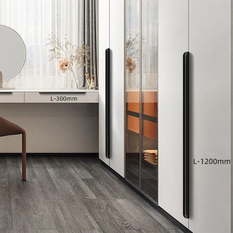 Minimally Designed Door Handles Invisible Non Perforated Wardrobe with Long Edges Black Handles Hidden Handles in Cabinets door handles