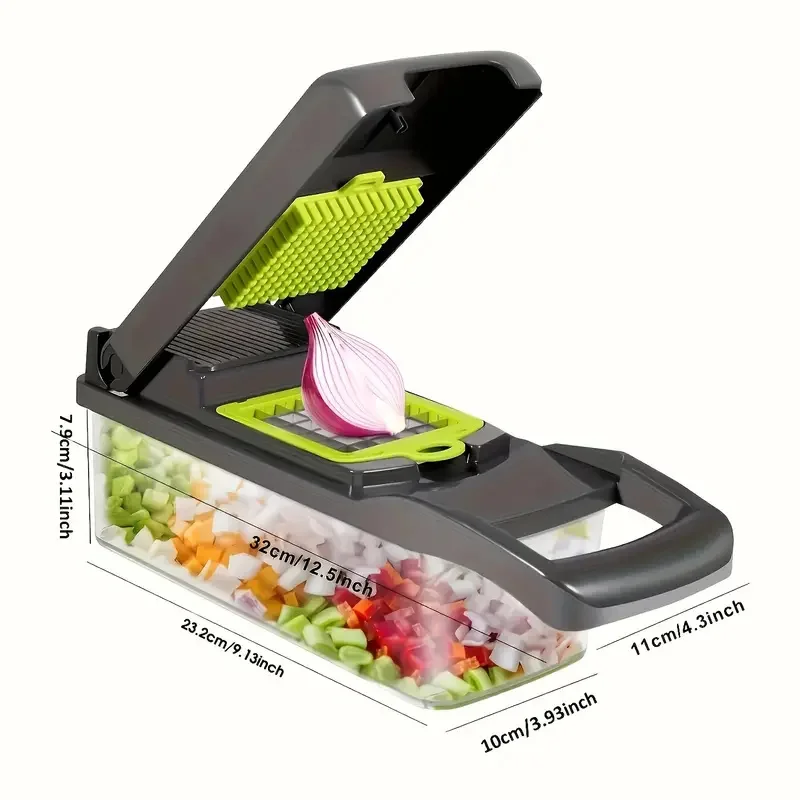 Description Picture 4 of item16pcs/Set Vegetable Chopper Multifunctional Vegetable Cutter, Onion Cutter, Vegetable Cutter, Kitchen Gadget For Restaurant Use