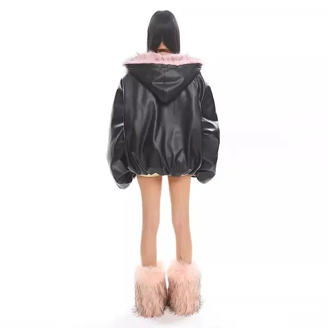 Korea Fuax Fur Hooded Parkas Y2K Coats Vintage Thicken Loose Casual Chaqueta Tops Fashion Snow Wear Women Jackets Abrigos 2025 6