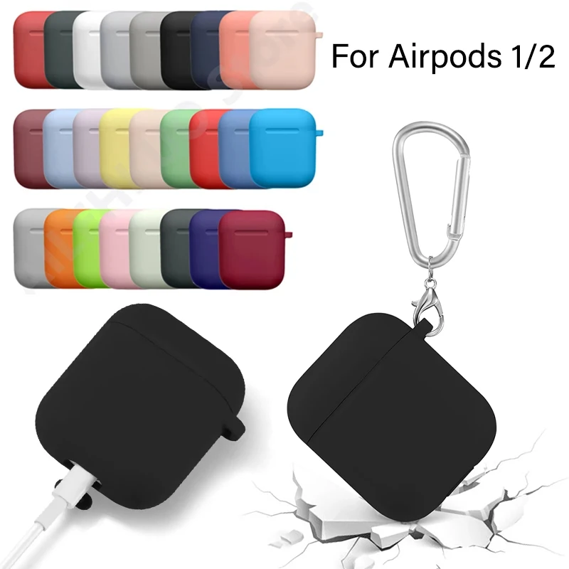 For AirPods 1st 2nd gen Case Wireless Bluetooth Earphone Protective For AirPods 2 Silicone Cover Headphone Accessories With Hook