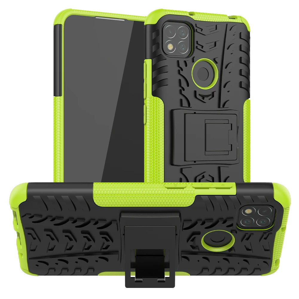 Für Xiaomi Redmi 9C Fall Abdeckung Rüstung Ständer Halter Robuste Silikon Stoßfest Stoßstange Fall für Xiaomi Redmi 9C für Redmi 9_voghion.com