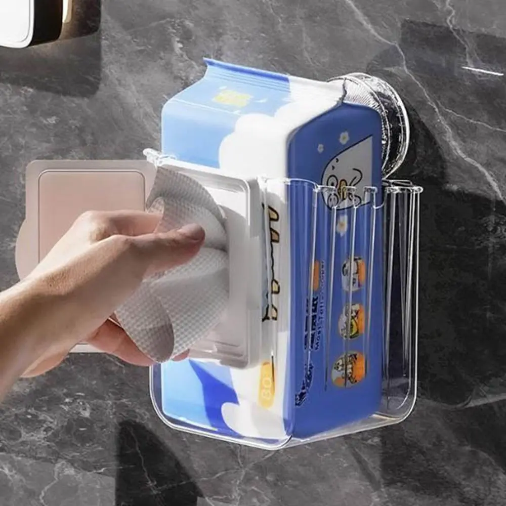 Plastic Suction Cup Tissue Holder Wall Mounted Removable Toilet Paper Holder Punch-Free Waterproof Tissue Rack for Home 5
