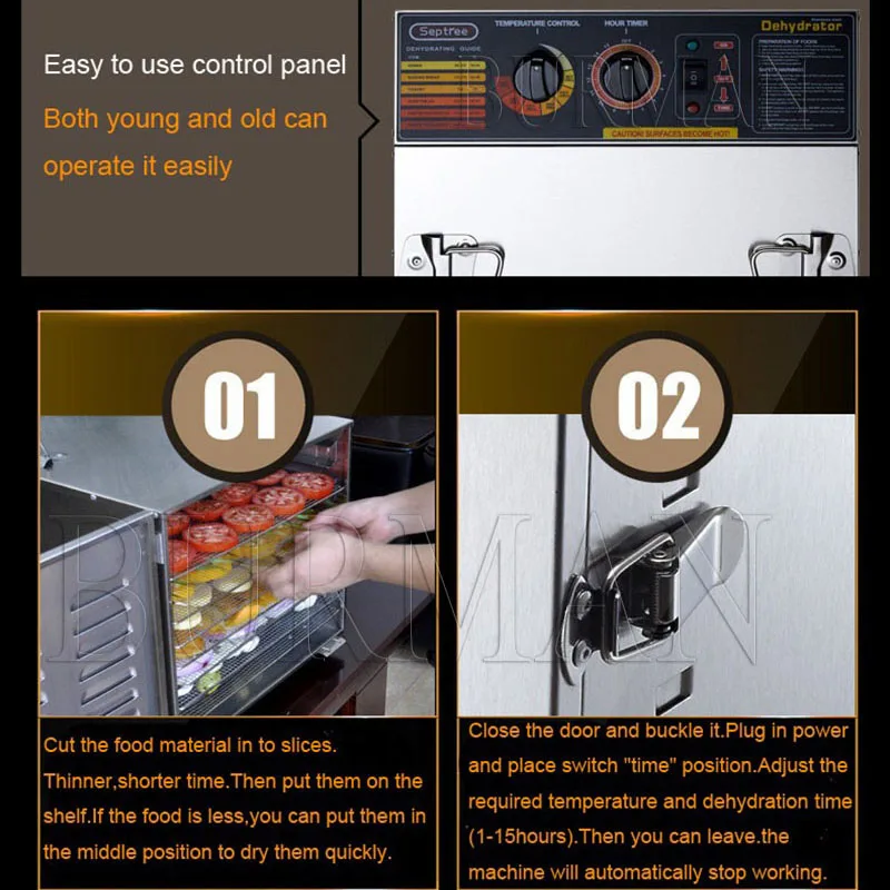 10 Layer Fruit Dryer Food Dehydrator Meat  Seafood Food Processing Machine Commercial Household Vegetables Kitchen Appliances 5
